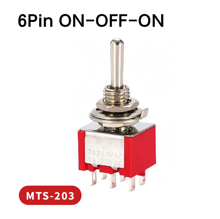Mini Toggle Switches 6mm SPDT ON-OFF-ON 3/6 Pin with Sealed Caps for DIY Electronics and Control Panels
