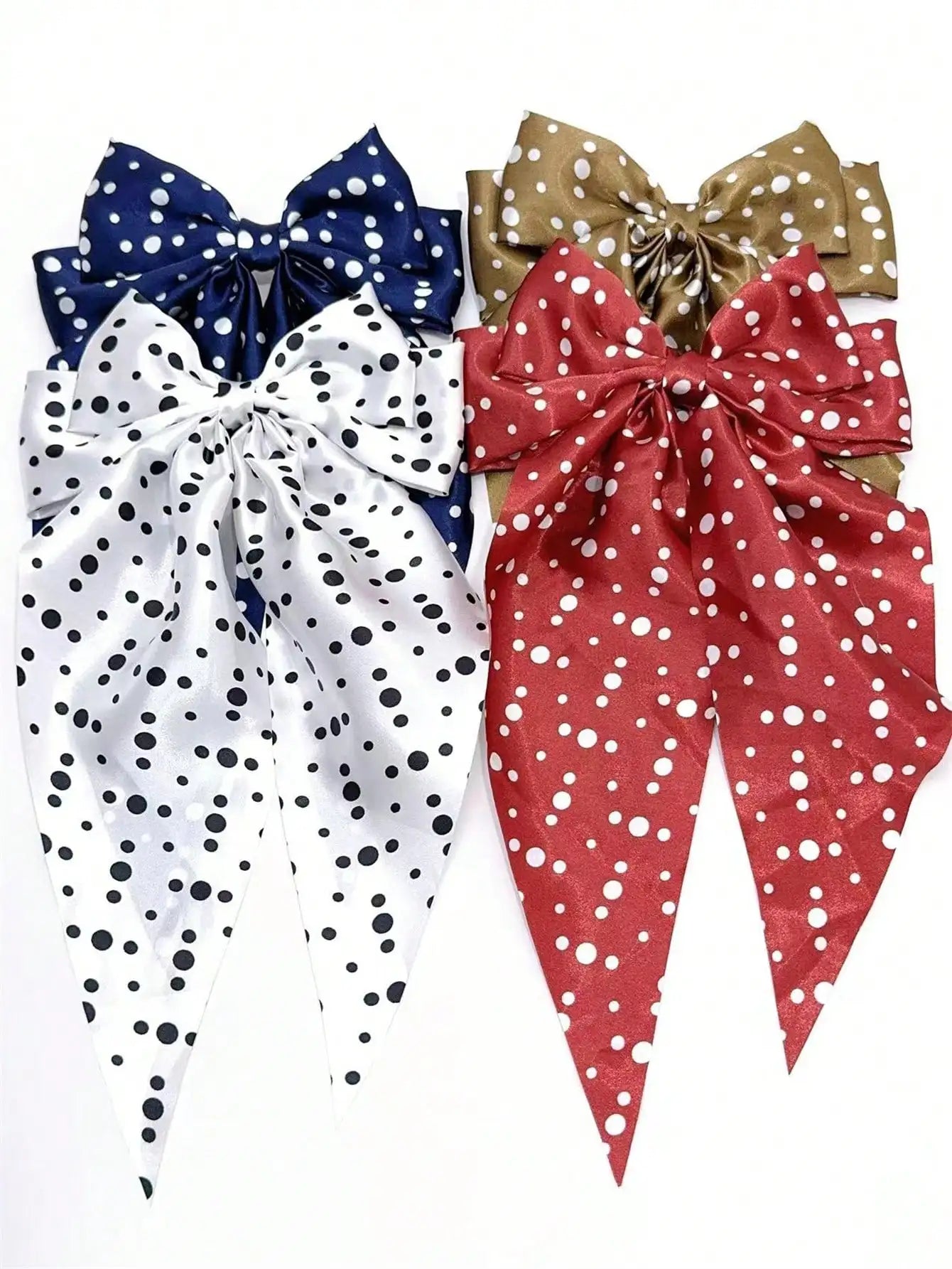 6 spring clip streamers bow hair clips for women