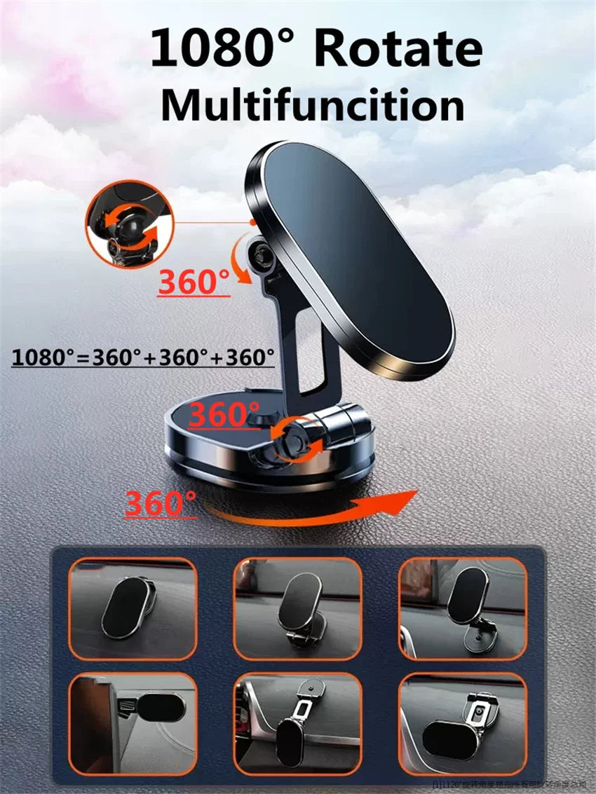 1080° Rotatable Magnetic Car Phone Holder Magnet Smartphone Support GPS Foldable Phone Bracket in Car For IPhone Samsung Xiaomi