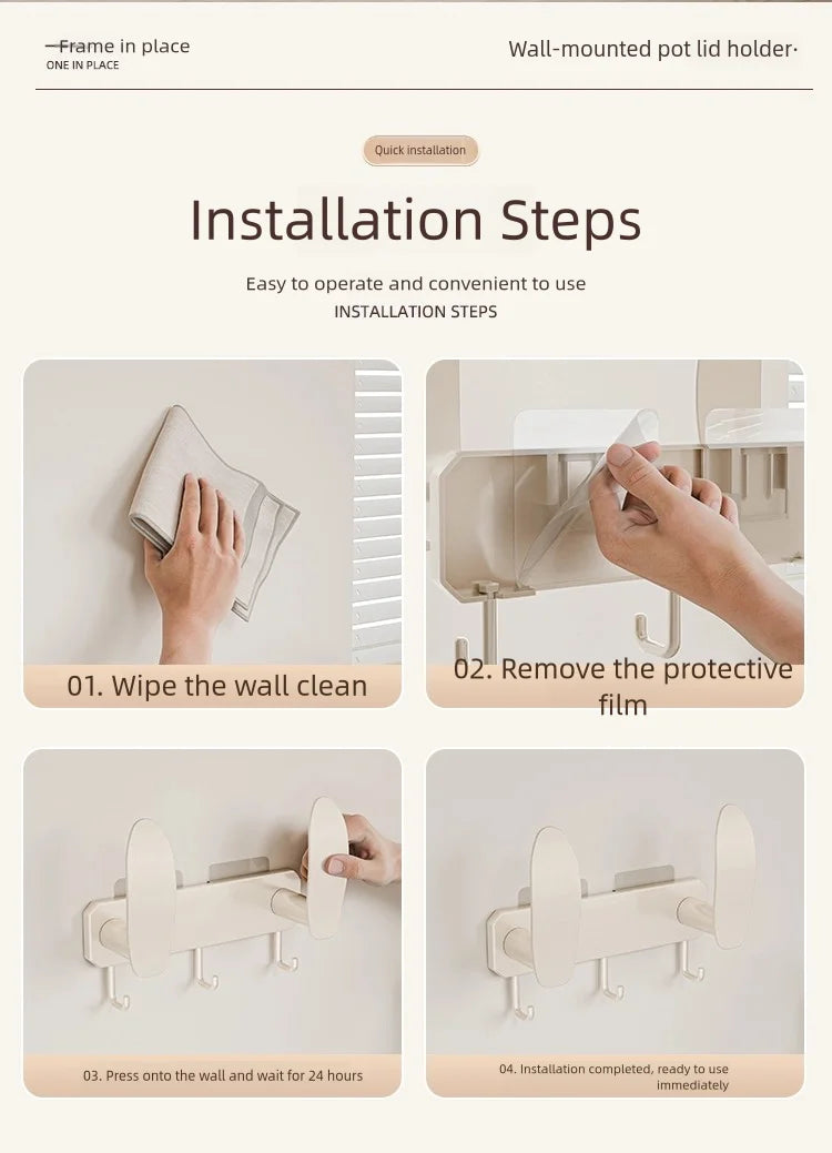 No-drilling kitchen storage rack, pot lid rack, wall-mounted cutting board, display rack, storage rack, household multifunctiona