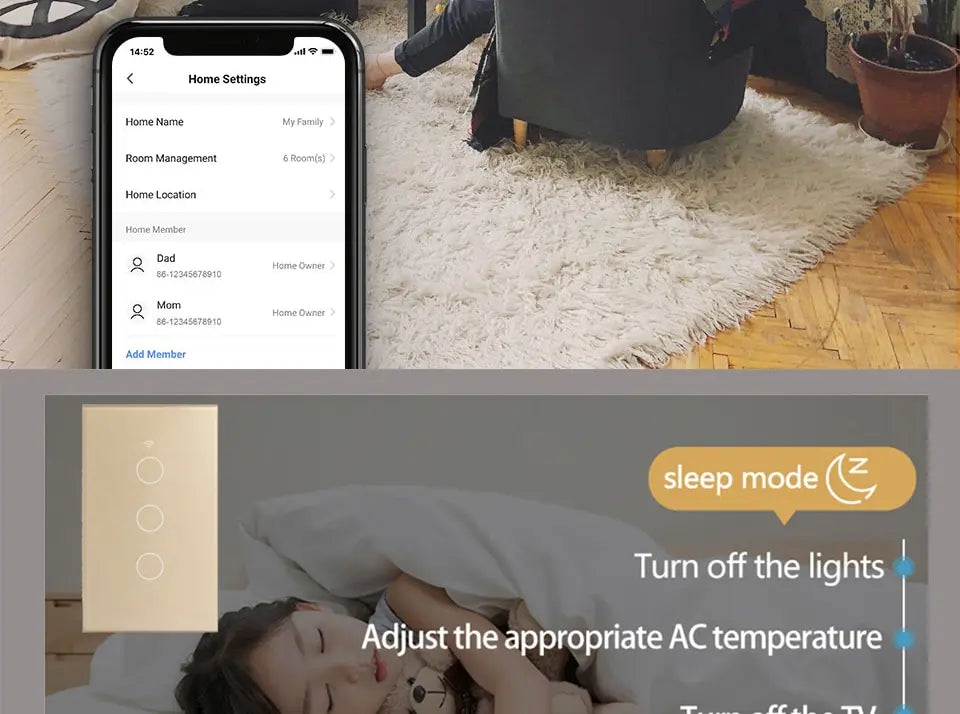 Tuya WiFi Smart Light Switch US Standard Work With Alexa Google Home Wall Touch Switch 110V 220V RF433Mhz Remote 1 2 3 4 Gang