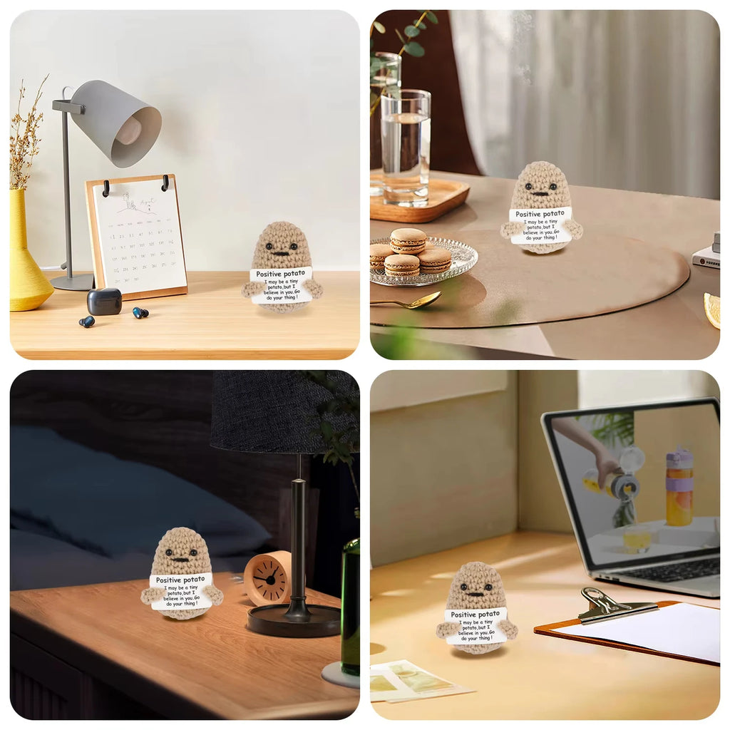 Positive Crochet Dolls Funny Potato Crochet Doll Emotional Support Animal Gift Creative Positive Crochet Figures for Friends