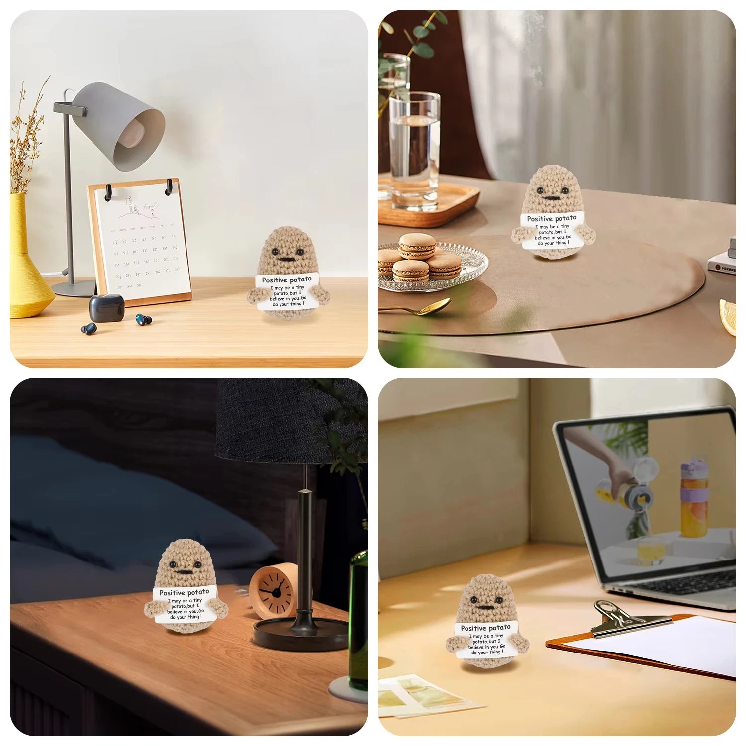 Positive Crochet Dolls Funny Potato Crochet Doll Emotional Support Animal Gift Creative Positive Crochet Figures for Friends