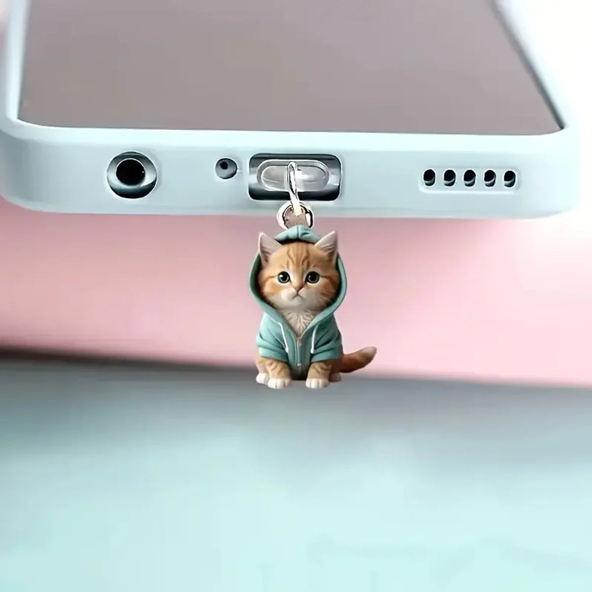 Fashion Mini Cartoon Cat Phone Dust Plug Pendant Suitable for IPhone for Samsung Type-C Interface Dust Plug Accessory Decoration
