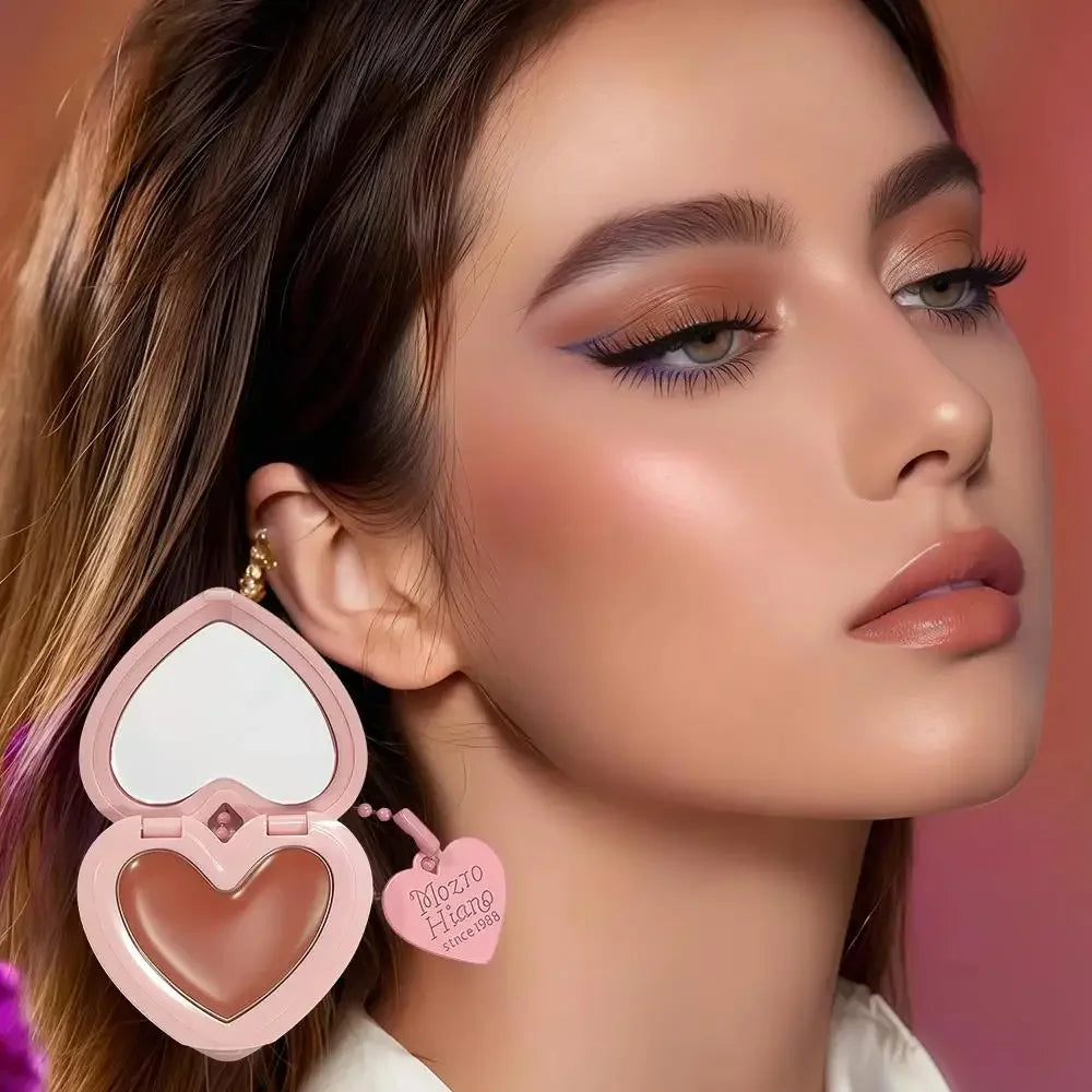 Waterproof Heart Shaped Cream Blush Long Lasting Silky Smooth Mirror Finish Lip Cheek Contour Brighten Tipsy Makeup