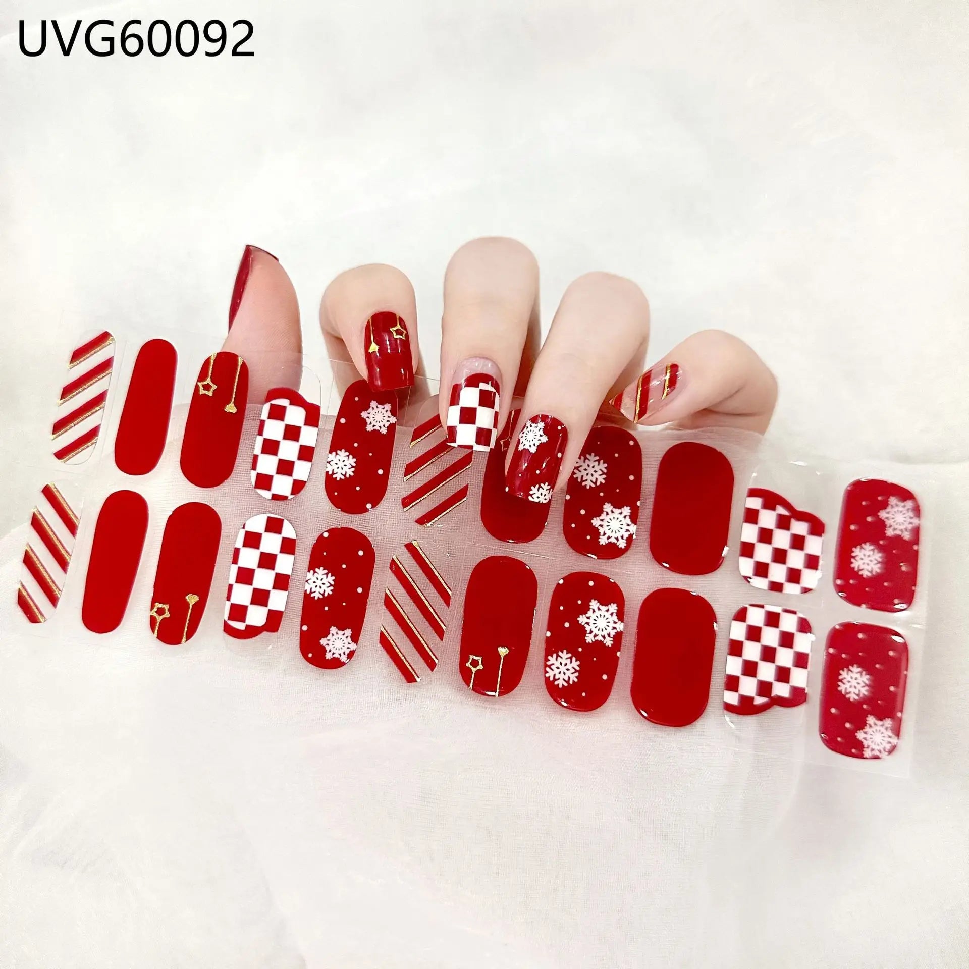 20/22tipsChristmas Semi Cured Nail Sticker UV Led Lamp Semi Cured Gel Design Nail Decals Waterproof Nail Stickers Nail Manicure