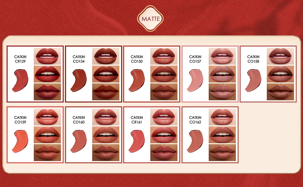 CATKIN Makeup Velvet Matte Lipstick, Hydrating Satin Long Lasting lipstick with Smooth and Creamy Texture, 3.6g