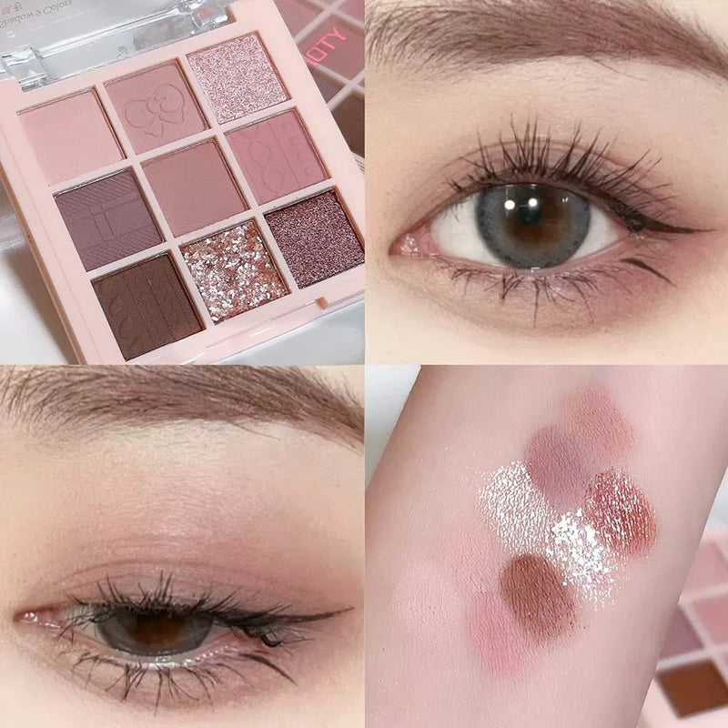 Eyeshadow Palette with Pearlescent & Matte Finishes - 9 Colors Eyeshadow Palette Long-Lasting Makeup Palette,Versatile Makeup