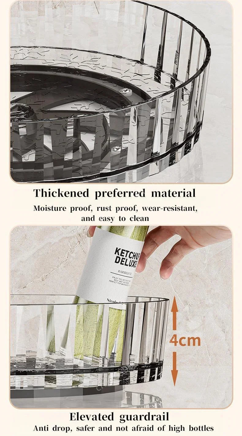 360 Rotating Tray Spice Rack Pantry Cabinet Turntable With Base Storage Bin Kitchen Organizer For Seasoning Cosmetic Storage Box