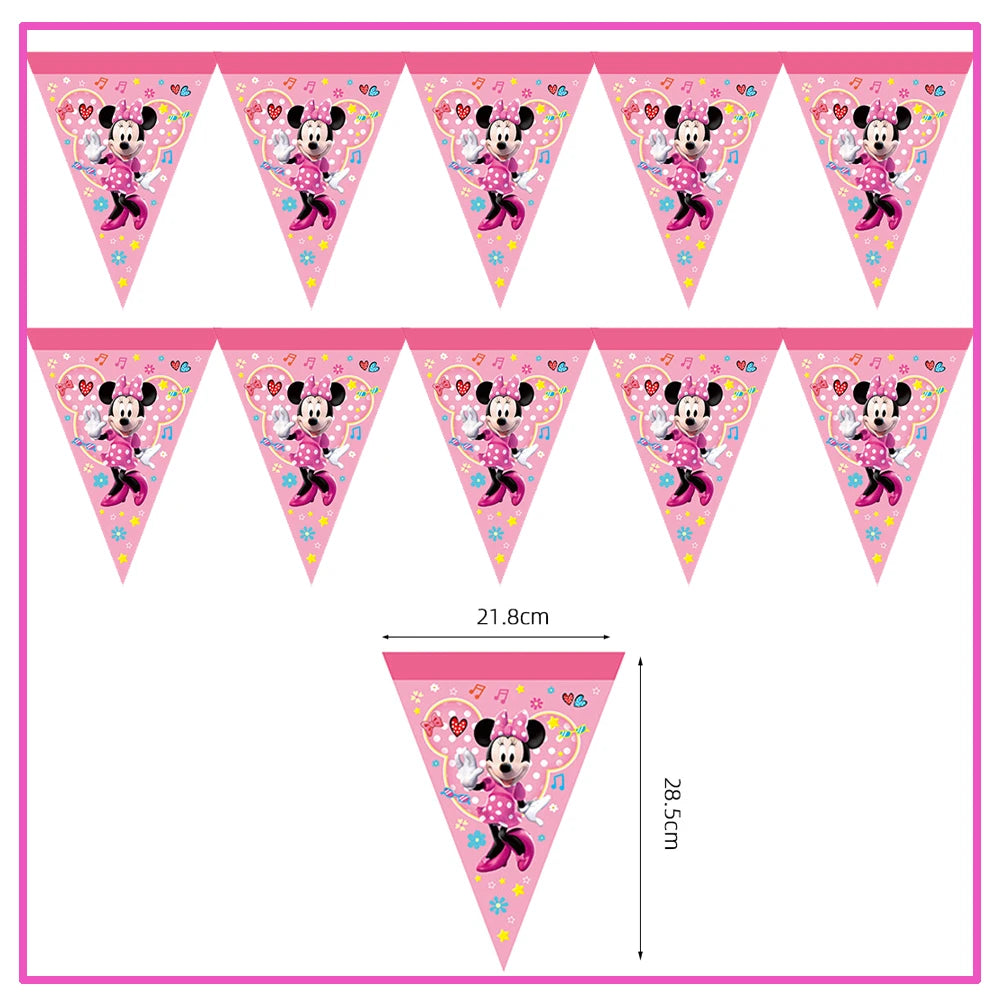 Disney Minnie Mouse Birthday Party Decoration Pink Minnie Paper Cups Plates Napkin Tablecloth Tableware Balloosn Baby Shower Kid