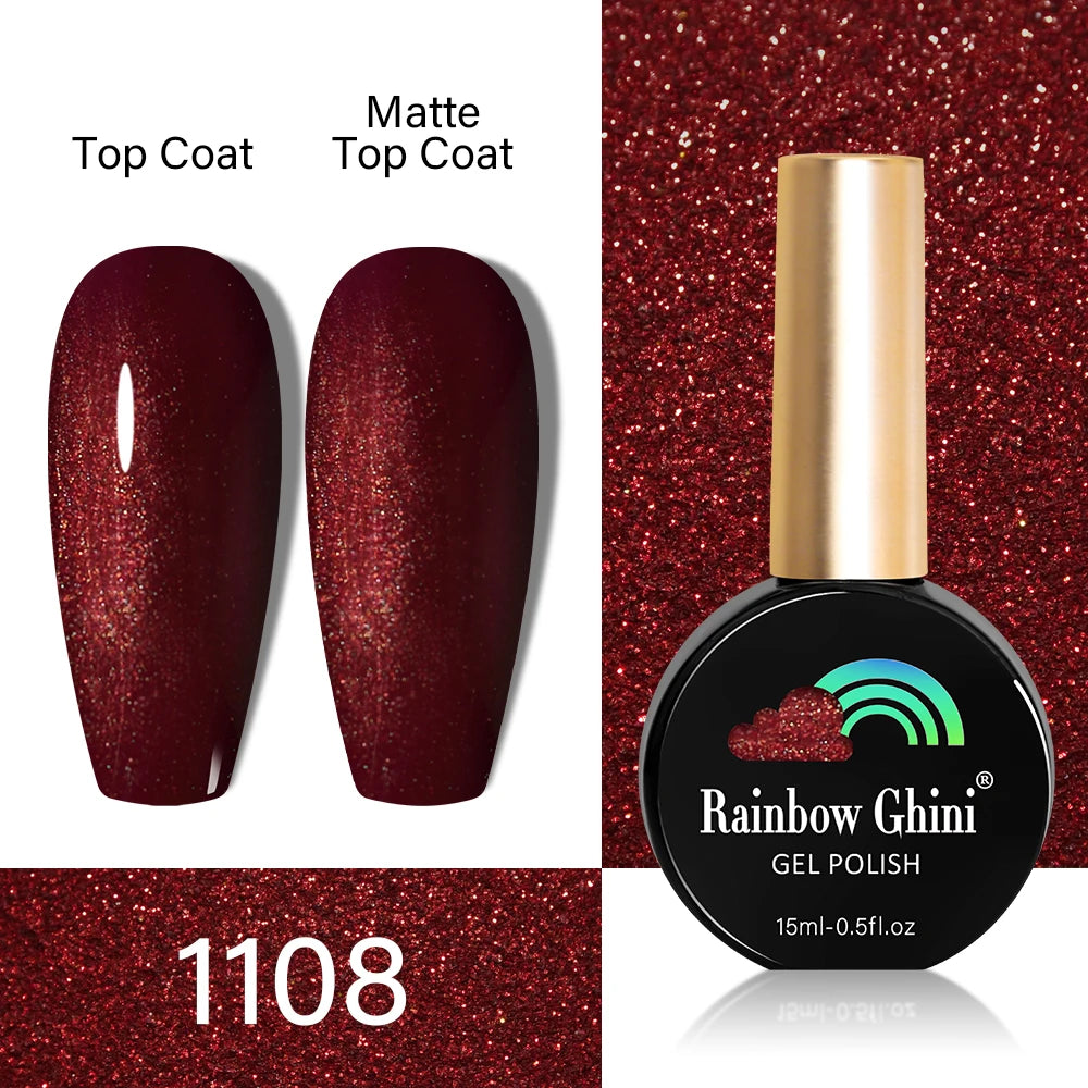 RG HEMA TPO FREE Neon Glitter Gel Nail Polish 15ml Nail Art Manicure Semi Permanent Gel Hybrid Varnishes Top Base Coat UV Nail