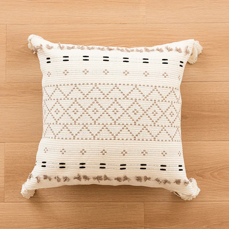 Battilo Luxury Pillow Cover with Tassels Soft Cotton Pillowcase Boho Decorative Throw Pillow for Living Room Sofa Cushion Cover