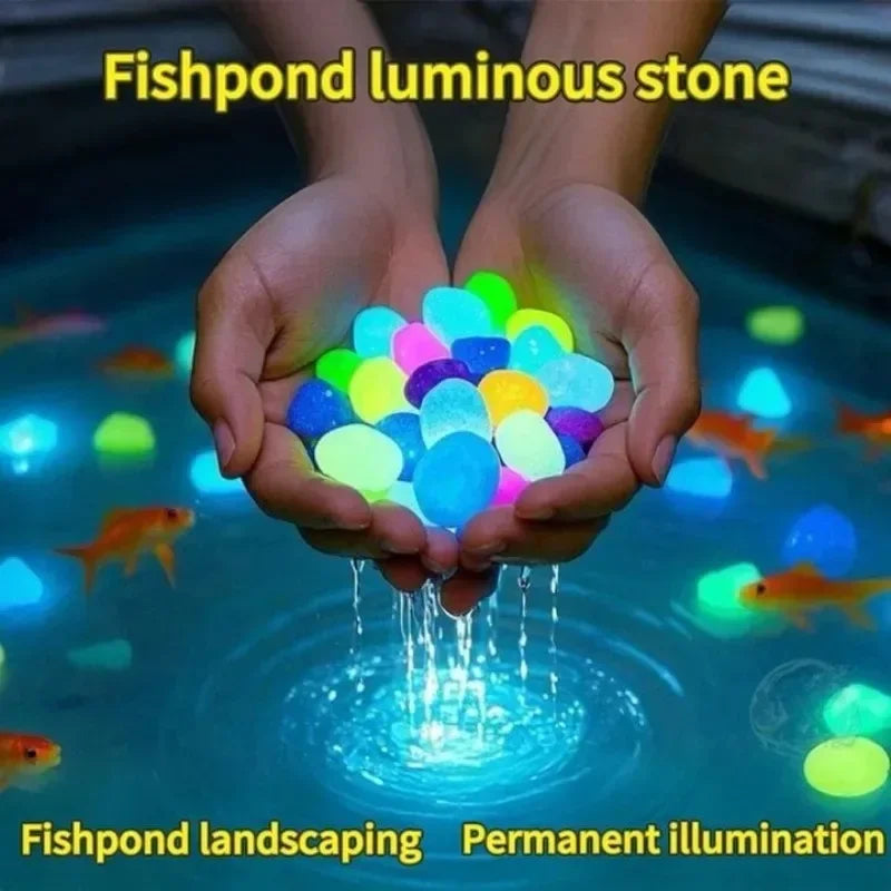 100-1000pcs Glow In The Dark Pebbles, Resin Luminous Stones For Landscape, Garden Paths, Potted Plants, Parks, Aquarium Decor