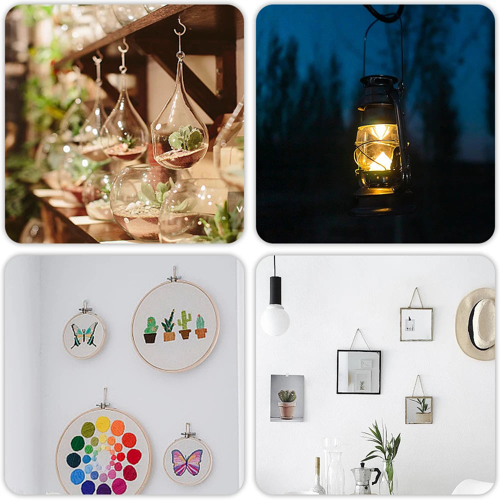 NINDEJIN 66pcs Screw hooks 3/4"-1-1/2" Black White Heavy Duty Screw in Hook Hanger Wood Wall Ceiling Hooks for Kitchen Shelf