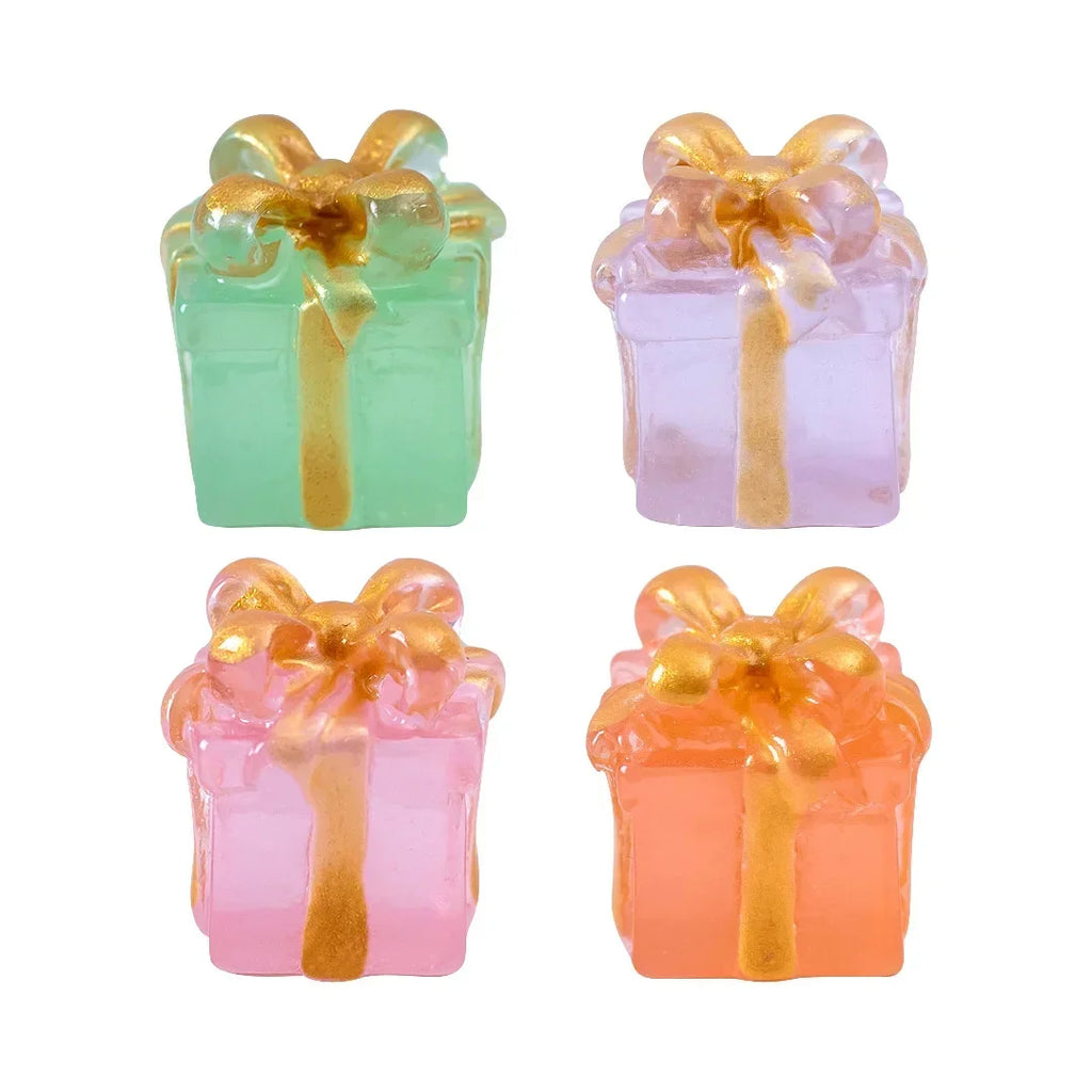 Christmas Luminous Gift Box Figurines DIY Decoration Micro Landscape Xmas Creative Luminous Small Figurines & Miniatures