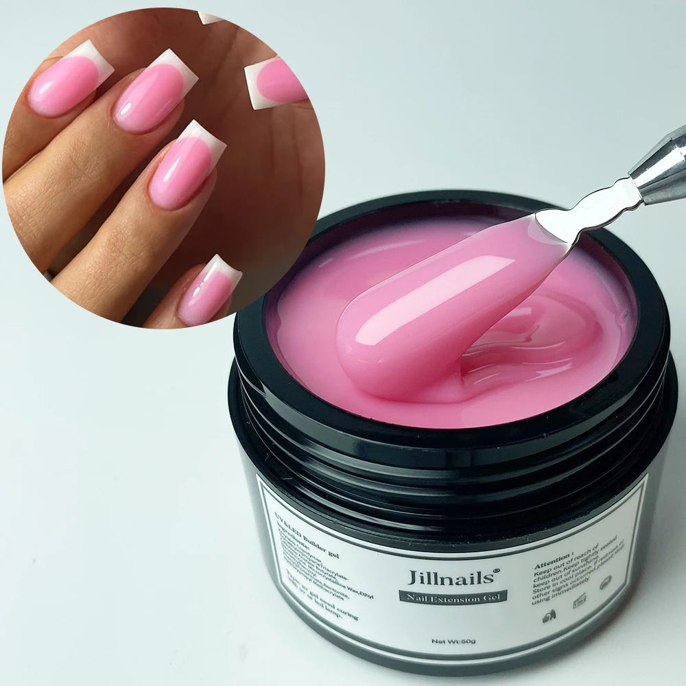 Jillnails Dusty Pink Nude Gel Nail Builder 50G Burgundy Shimmer Builder UV Gel for Nails Extension