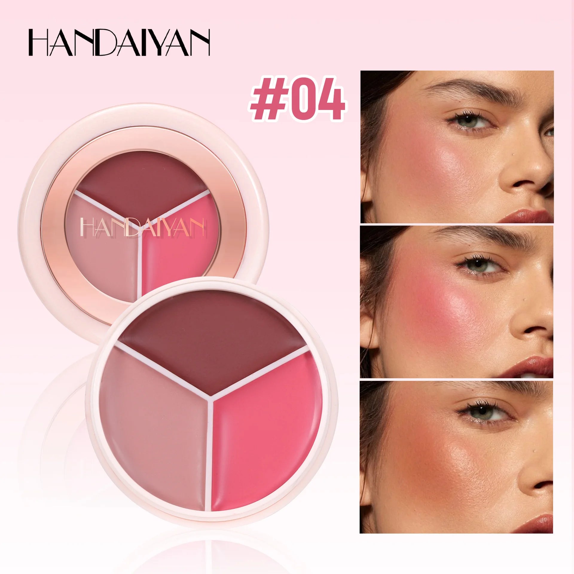 3-in-1 Matte Cream Blush Set, Waterproof Long-Lasting Cheek Color, Blendable Buildable Formula for Natural Matte Finish