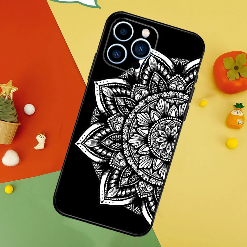Elegant Mandala Floral Design Case For iPhone 14 13 12 11 15 16 Pro Max Mini X XR XS Max 8 7 14 15 16 Plus Cover Funda