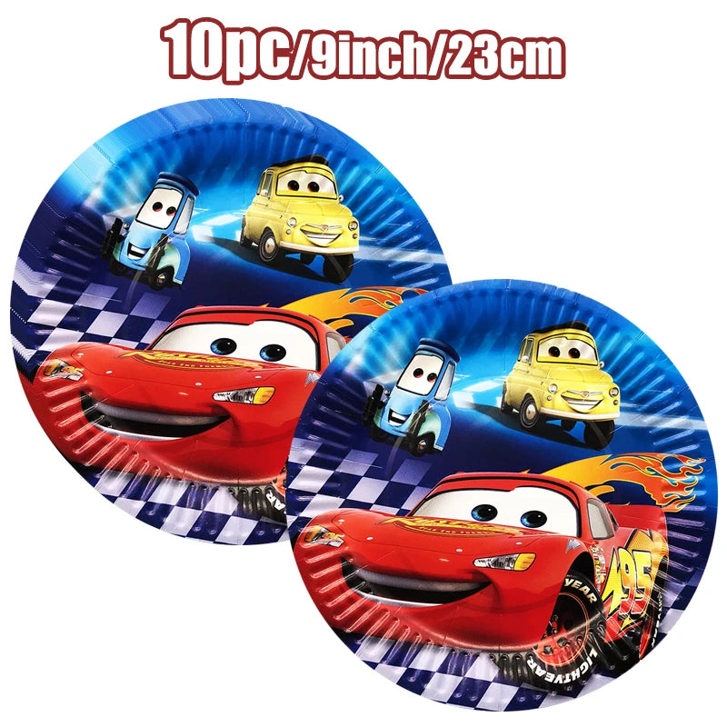 Disney Cars Birthday Decoration Cartoon Lightning Mcqueen Party Paper Plates Napkins Cups Balloon Event Supplies Baby Shower Kid