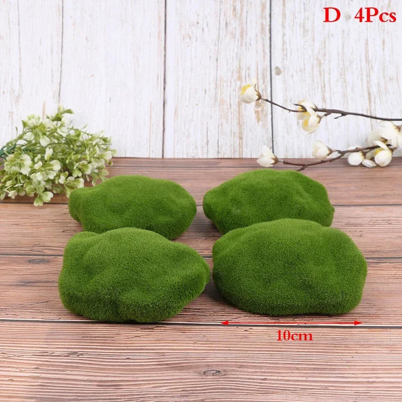 4pcs Artificial Moss Stone Simulation Fairy Garden Miniatures Bonsai Terrarium Succulent Gnomes Fake Moss Home Decor Decoration