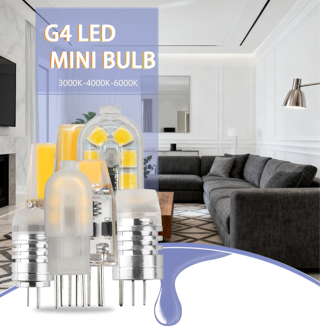 10PCS G4 12V COB LED 3W Bead Replacement Halogen 20W Bulb 3000K 4000K 6000K Light Crystal Pendant Light Replacement Light Source