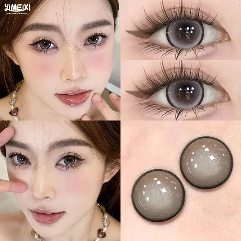 YIMEIXI 1 Pair New Eyes Contacts Lenses with Myopia Diopter Eyes High Quality Nature Soft Lens Beauty Pupil Annual Fast Shipping