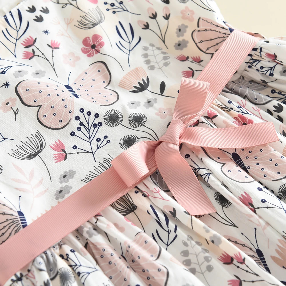 Summer New 3-7 Years Girls Vacation Casual Clothes Sleeveless Sweet Cute Print A-Line Dress 1 Pc Children Fashion Wear