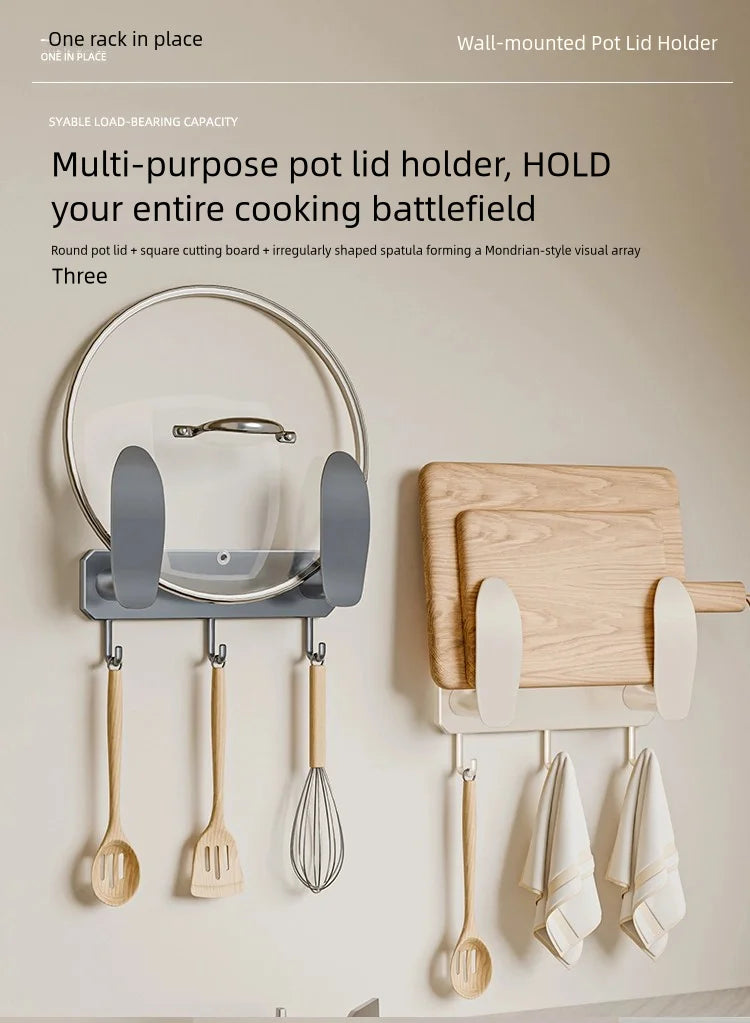 No-drilling kitchen storage rack, pot lid rack, wall-mounted cutting board, display rack, storage rack, household multifunctiona