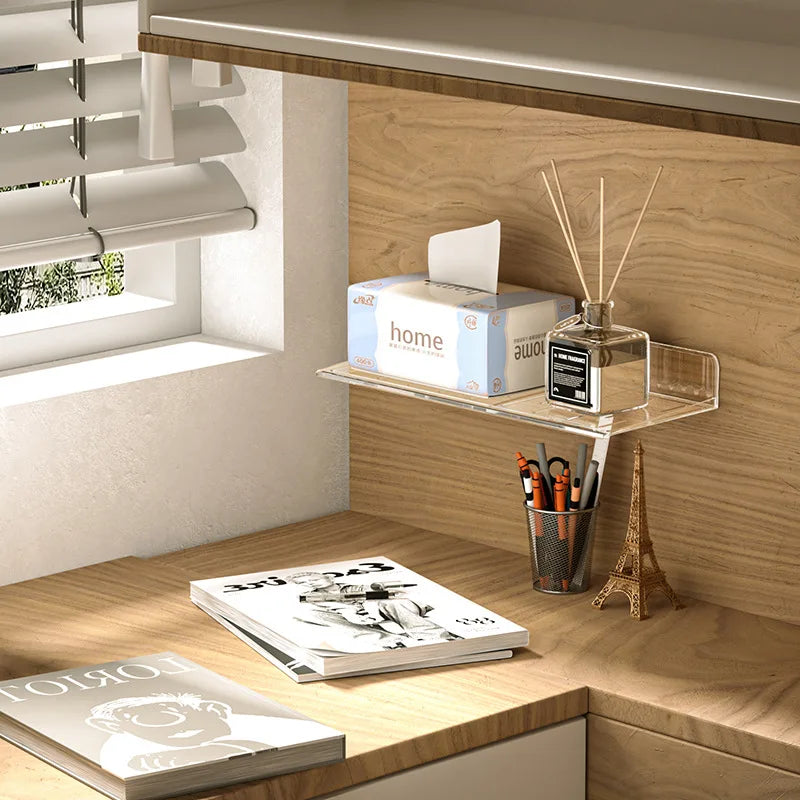 Wall-mounted Storage Rack for Bathroom, Punch-free, Household, Toiletry, Table, Cosmetic, Makeup, Rack, #3478