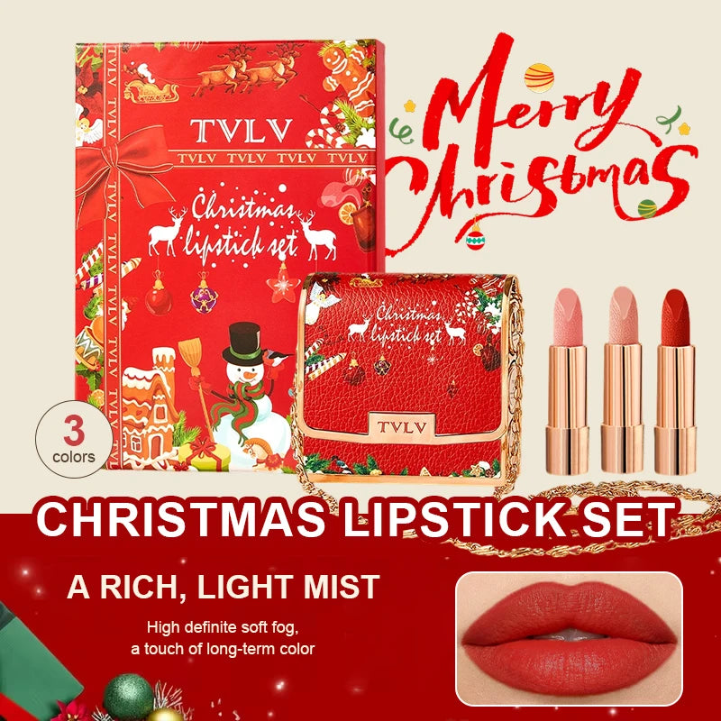 Christmas Matte Lip Gloss Set Lipstick Smooth Lasting Display Lip Gloss Waterproof Moisturizing Lipstick Holiday Gift Box Set