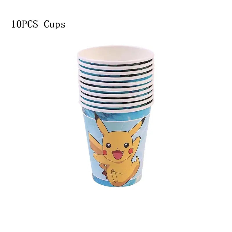 Pokemon Theme Birthday Party Decoration Supplies Cartoon Pokemon Go Tableware Cups Plates Pikachu Balloon For Baby Shower Favors