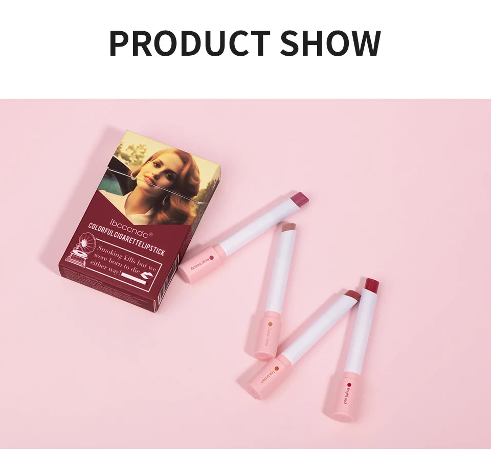 ibcccndc Cigarette Lipstick 4 Colors Popular Lipstick Matte Finish Moisturizing Waterproof Sweatproof Lipstick Makeup