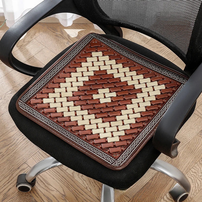 Summer Cool Mat Bamboo Salon Cushion Bamboo Car Ventilated Seat Cover Sofa Office Chair Cushion Dining Table Mat office chair