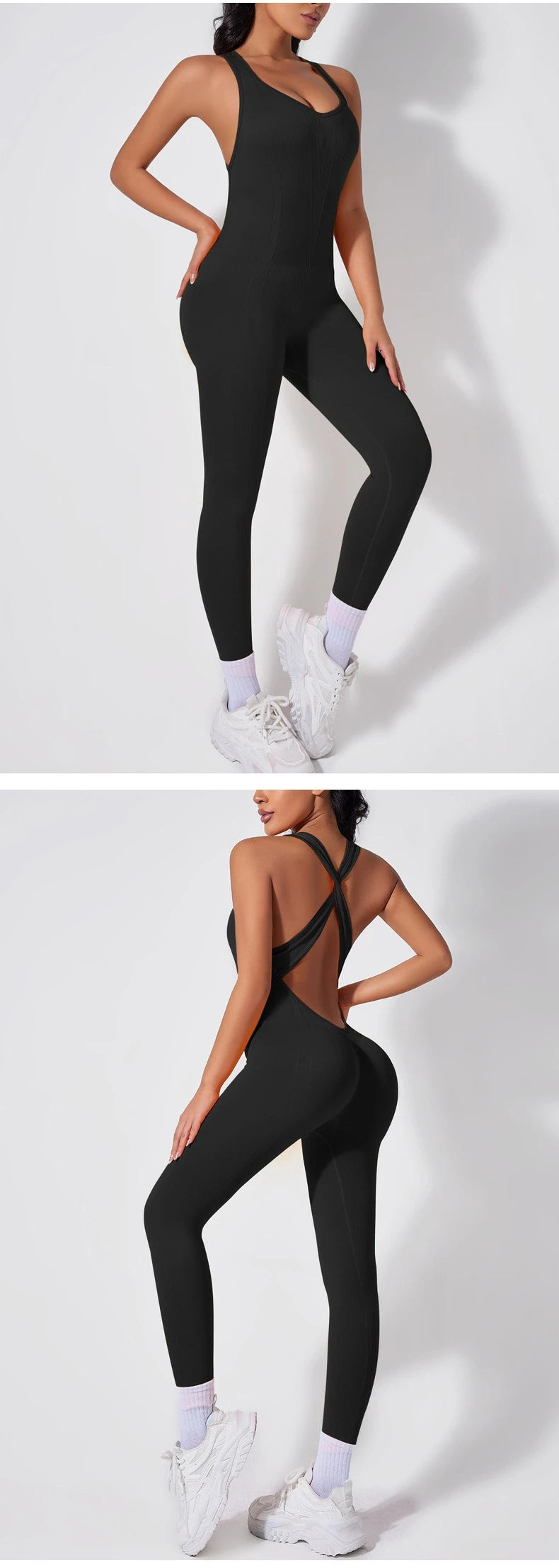 Back-crossing OpenBlack-back Jumpsuit Sportswear Bodysuits Women Yoga Sets Fitness One Piece Workout Playsuit Female