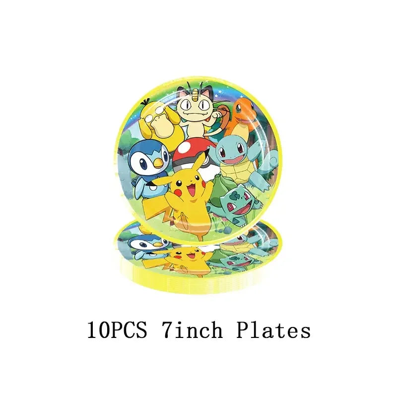 Pokemon Theme Birthday Party Decoration Supplies Cartoon Pokemon Go Tableware Cups Plates Pikachu Balloon For Baby Shower Favors