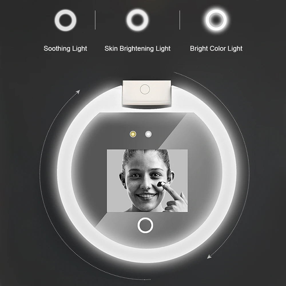 Intelligent UV Resistant Makeup Mirror Portable 2.4-Inch Handheld LED Makeup Mirror Suitable For Travel Sunscreen Makeup Mirrors