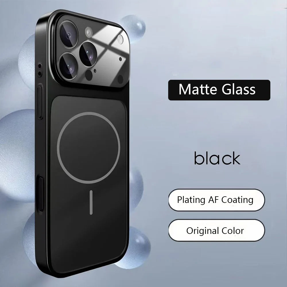 Original Glass Nano Matte For Magsafe Wireless Charging Armor Phone Case For iPhone 17 16 15 14 13 Pro Max 17 Air Magnetic Cover