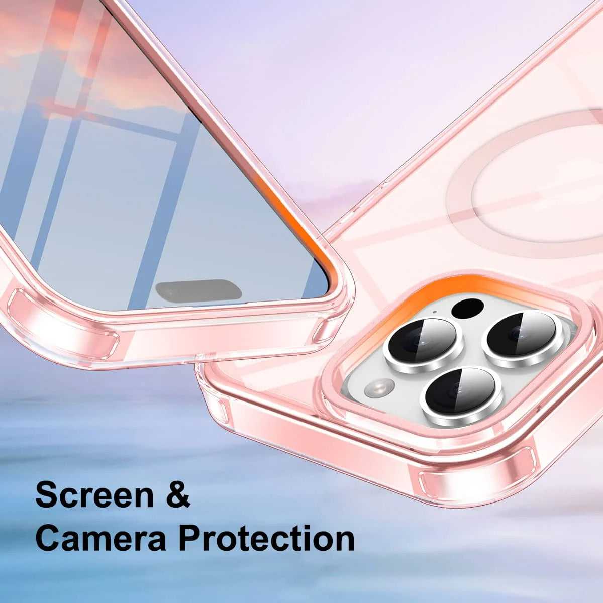 For iPhone 17/16e/15/14/13/12/11 Pro Max/Air Full Body Shockproof Case with Magnetic Built-in Screen Protector Transparent