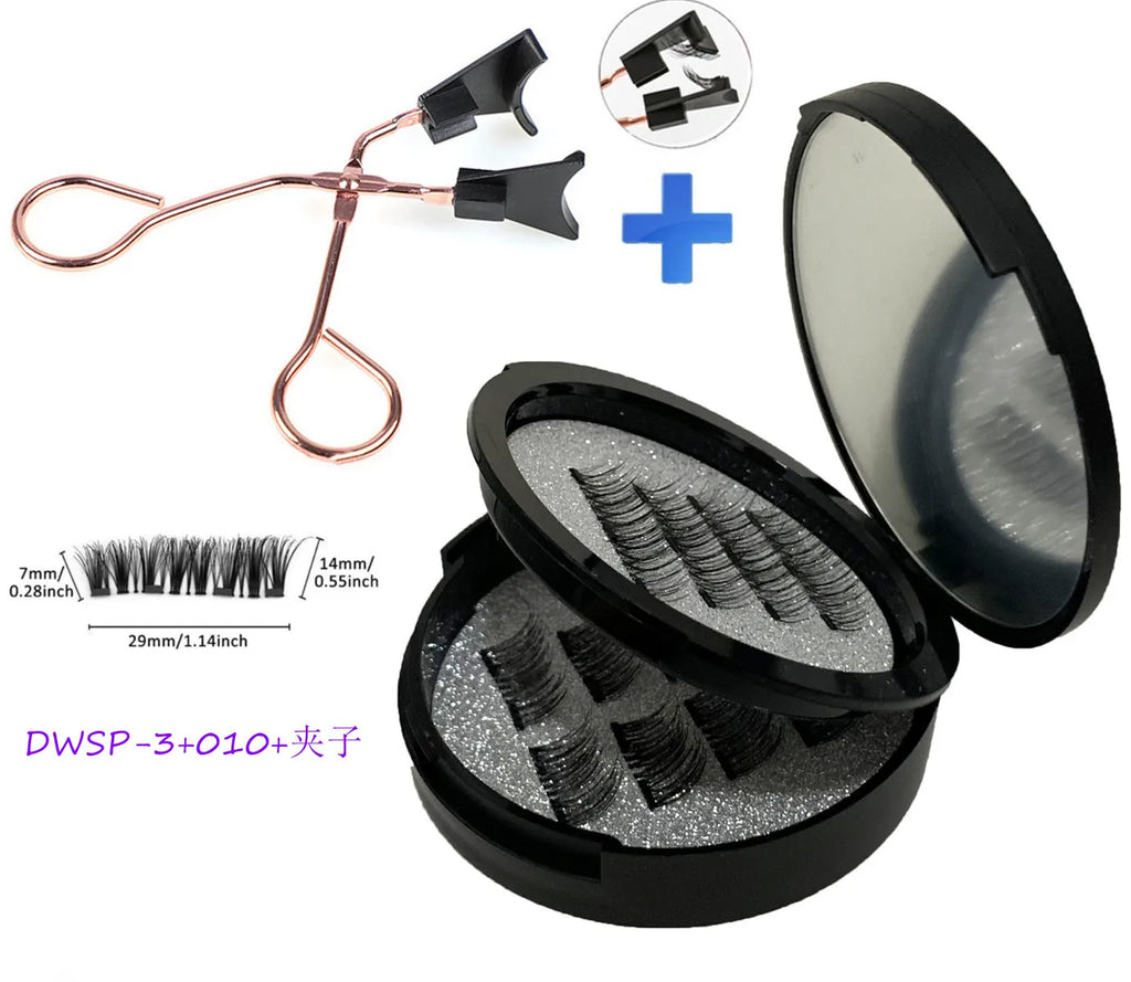 12pcs Magnetic False Eyelashes Magnetic Half Eyelashes Double Box With Mirror Applicater Reusable Beauty Eye Makeup Set