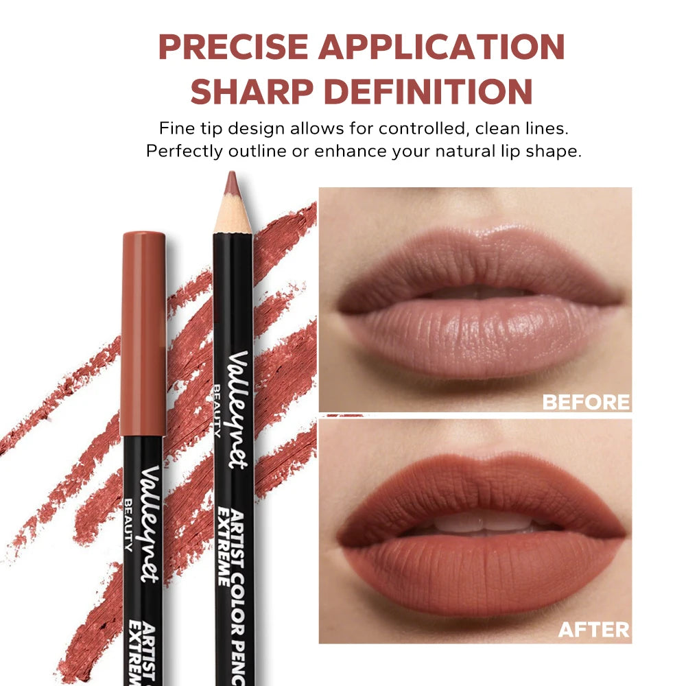 2 Pcs/Set Lip Combo Set Lipstick + Lip Liner Long Lasting Waterproof Easy To Apply Lipstick Set Glossy Lipstick Lip Makeup