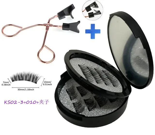 12pcs Magnetic False Eyelashes Magnetic Half Eyelashes Double Box With Mirror Applicater Reusable Beauty Eye Makeup Set