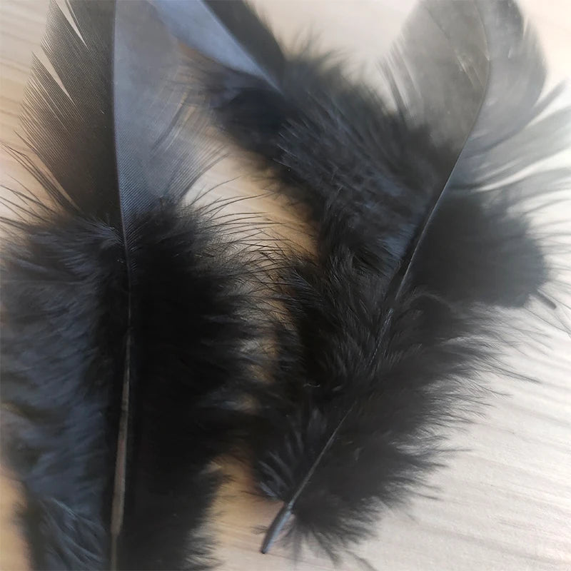 390pcs Black Feathers For Crafts Assortment Bulk Small Hats Plumas Decoration Vases Massage Carnival Salon Hackle Chicken 4-9cm
