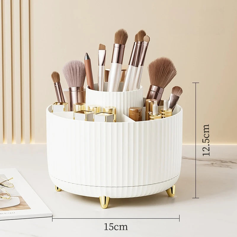 Rotating Makeup Brush Organizer 360 Degree Spinning Storage Box Cosmetic Brush Holder Desktop Organizer Pen Pencil Container