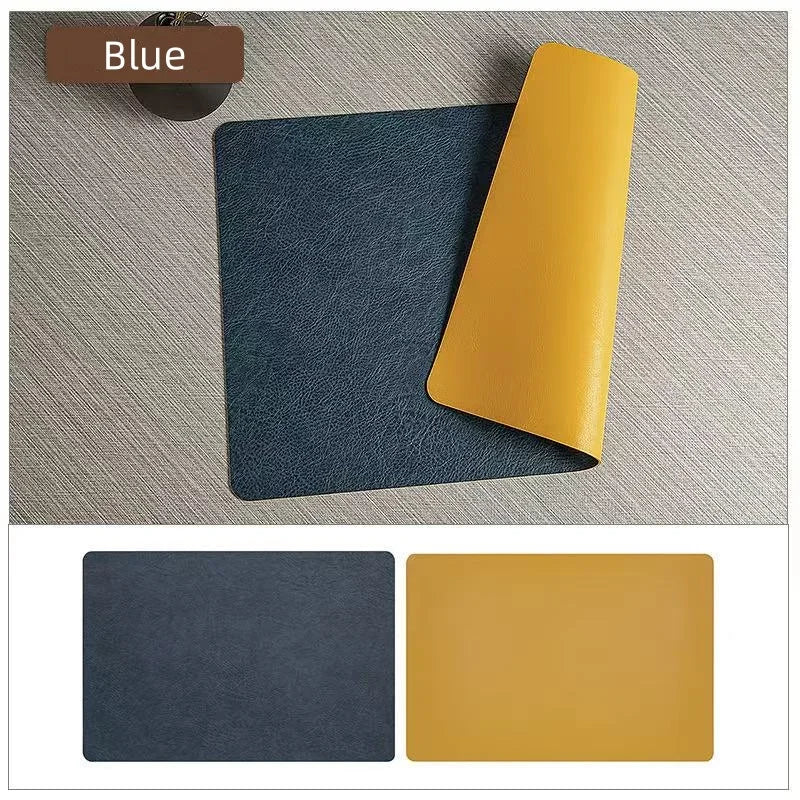 Colors Washed Cowhide Pattern PU Leather Placemats,Heat Resistant Kitchen Table Mats,Waterproof Wipeable for Party Decoration