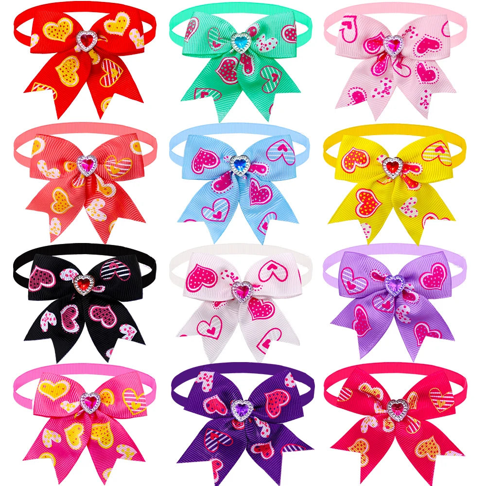 20pcs Dog Bow Tie Love style Pet Supplies Valentine's Day Samll Dog Bowtie Pet Dog Cat Bowties Small Dog Grooming Accessories
