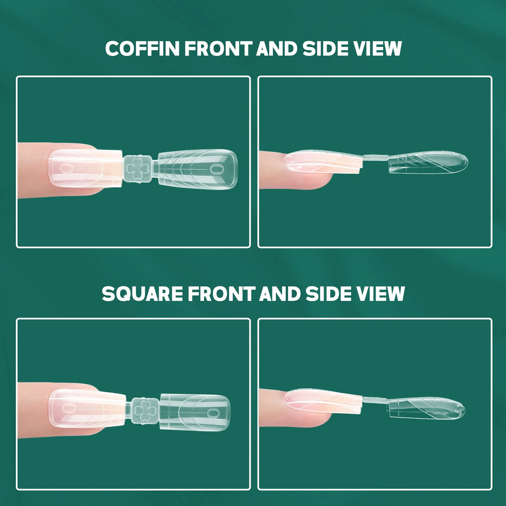 Nailpop 150pcs Dual Nail Forms Square Coffin Reusable Extension Molds Gel Builder Tips 15 Sizes Double Ended Pro Salon Nail Art