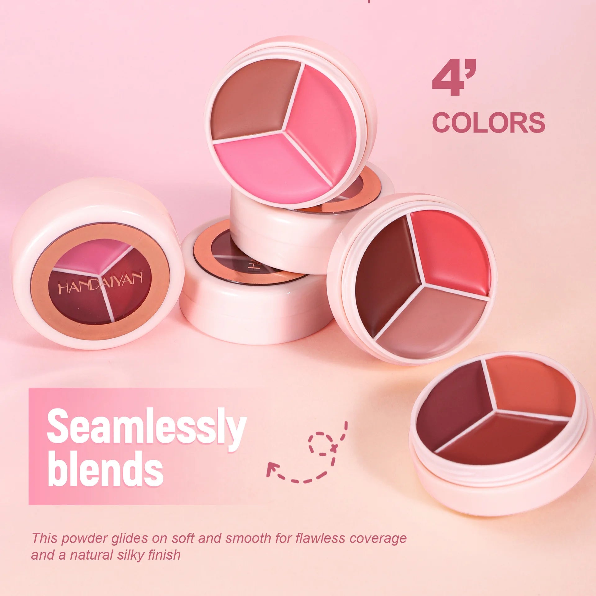 3-in-1 Matte Cream Blush Set, Waterproof Long-Lasting Cheek Color, Blendable Buildable Formula for Natural Matte Finish