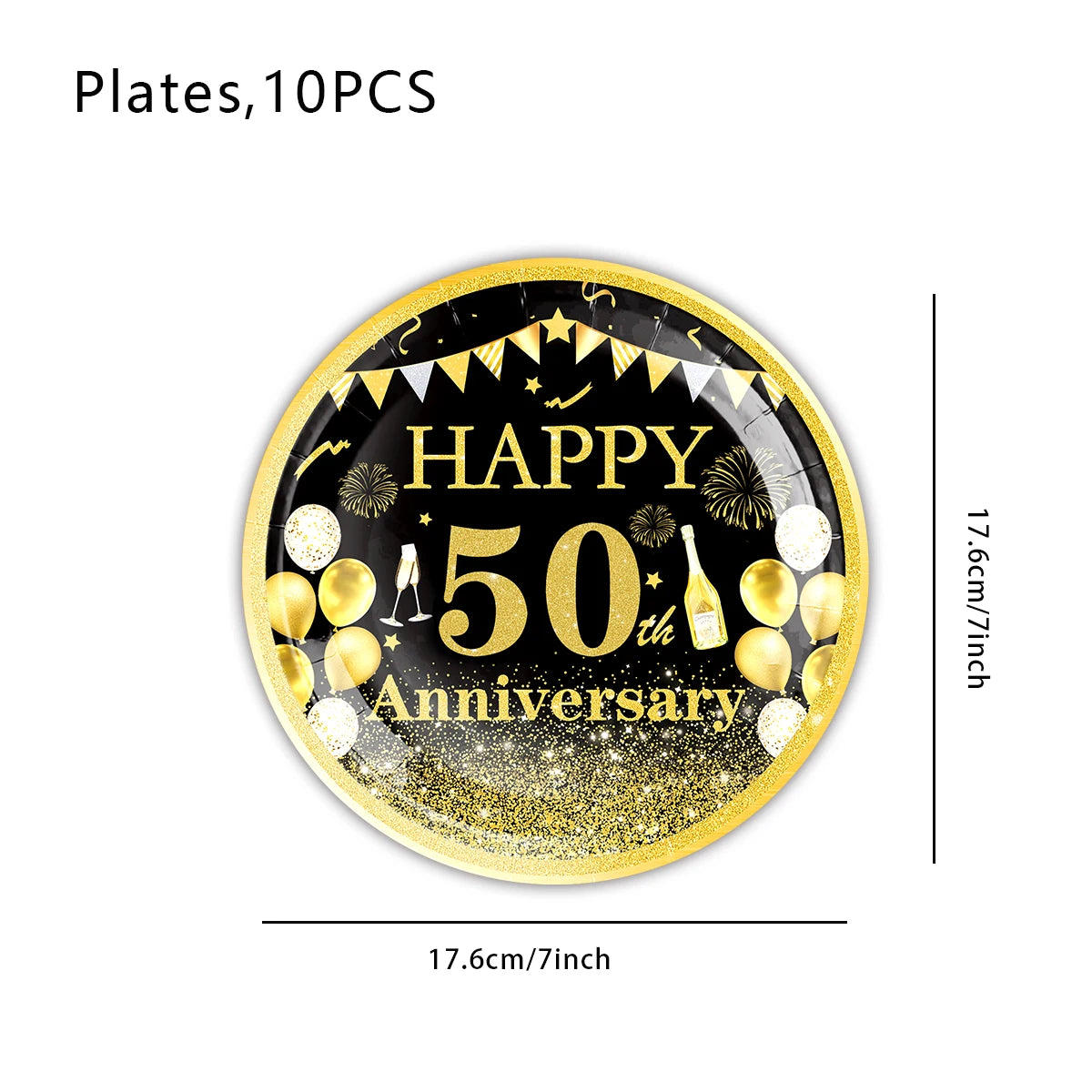 50th Birthday Party Supplies for Men Women Black and Gold 50 Years Old Party Paper Plates Cups Napkin Tablecloth Tableware Decor