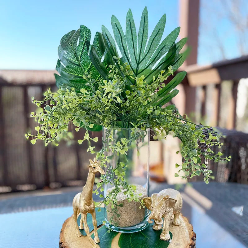 Hawaiian Artificial Tropical Palm Leaves Plant Summer Luau Aloha Jungle Theme Party Decoration Wedding Birthday Home Table Decor