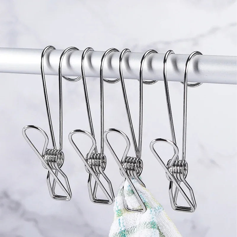 10/20pcs Stainless Steel Clothes Pegs Laundry Storage clip Hooks Photo Clip Bathroom Towel Clip Kitchen Organizer Holder Rack